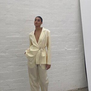 The Fifth Label Womens Yellow Belted Blazer Size 6‎ Business Office Corpcore